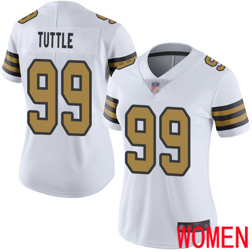New Orleans Saints Limited White Women Shy Tuttle Jersey NFL Football 99 Rush Vapor Untouchable Jersey